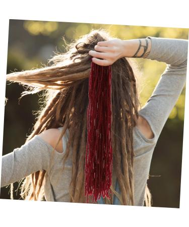 Healeved Dirty Little Braids Dreadlock Extensions Braided Long Dreadlocks Fashionable Hair Wig Hair Extensions Dreadlock Crochet Hair Clip on Ponytails for Women High Temperature Wire 90X8CM Claret - Buy Online on GoSupps.com