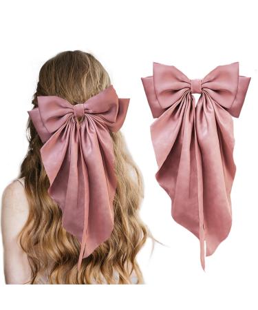 Big Bow Hair Clips Green Hair Bow Bow Hair for Women Long Ribbon Hair Pins Accessories for Party Hair Accessories Soft Hairpin for Women Girls Barrettes Hair Accessories christmas gifts for wl (Pink)