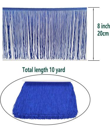 Blue Fringe Trim - 8 Inch Width, 10 Yards Long - DIY Craft Clothing Decoration - Buy Online on GoSupps.com