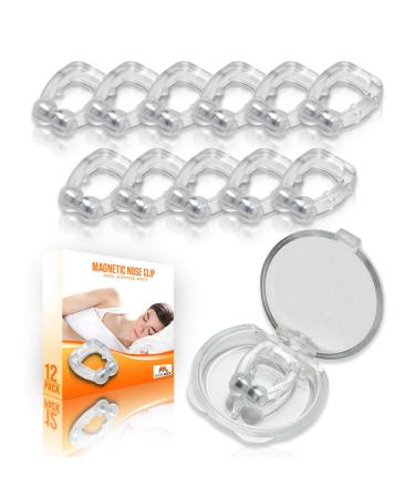 Mobi Lock Magnetic Nasal Clip (Pack of 12) - Silicone Nose Clip - A Simple Solution for Nasal Snorers - Reusable Snoring Device to Enjoy a Peaceful Night's Sleep Clear2