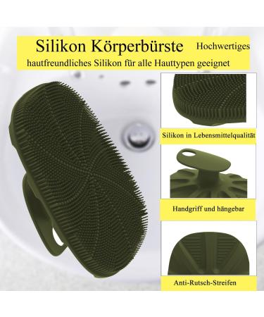 YEADMAME Silicone Body Scrubber - Sensitive Skin | Effective Dirt Removal | Army Green | Unisex Massage Tool - Buy Online on GoSupps.com