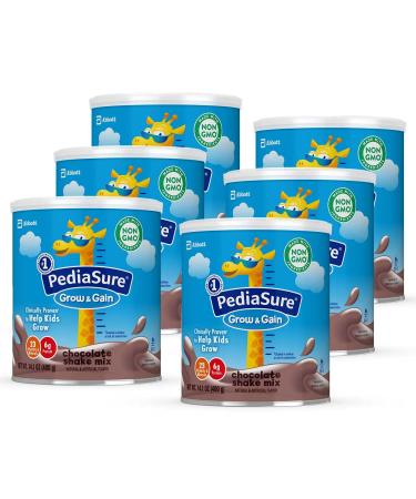 PediaSure Grow & Gain Non-GMO and Gluten-Free Shake Mix Powder, Nutritional Shake For Kids, With Protein, Probiotics, DHA, Antioxidants*, and Vitamins & Minerals, Chocolate (48 servings  6 cans)