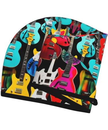 Colorful Guitars Coral Velvet Dry Hair Cap | Unisex Wet Towel Wrap for Bathroom Pool Beach & Home Accessory - International Shipping Available - Buy Online on GoSupps.com