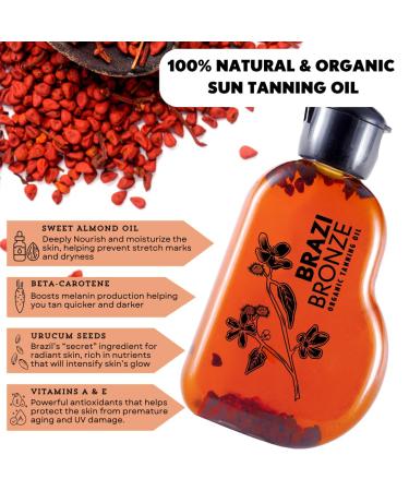 Organic Dark Tanning Oil - Cruelty-Free Vegan SPF-Free Suntan Oil with Almond & Vitamin E - 8.45 Oz Pump - Buy Online on GoSupps.com