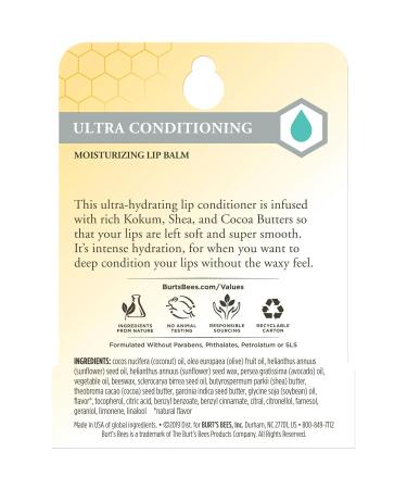 Burt's Bees Ultra Conditioning Lip Balm with Kokum Butter - 12 Pack | Moisturizing & Nourishing | International Shipping Available - Buy Online on GoSupps.com