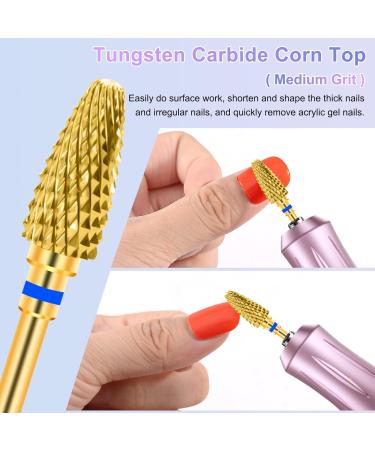 CGBE Nail Miller Attachments - 2 Pcs Wolframcarbid Bits for Gel Acrylic Nails | Medium Grain Gold Milling Cutter 3/32 | Manicure & Pedicure Tools - Buy Online on GoSupps.com