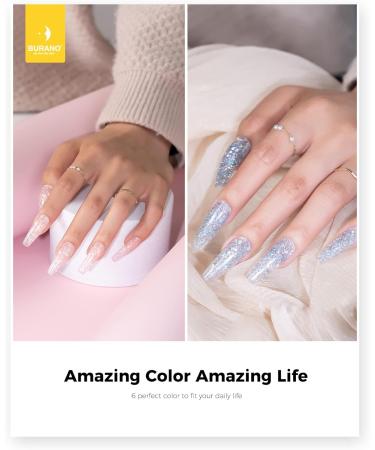 BURANO Poly Extension Gel Nail Kit - 6 Colors Builder Gel Set for Nail Art - DIY Starter Kit for Beginners & Professionals - Glitter Poly Nail Gel Gift - Buy Online on GoSupps.com