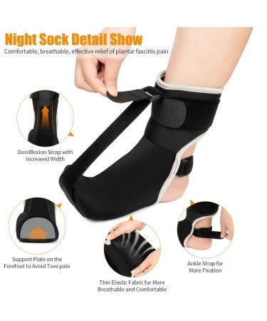Buy Plantar Fasciitis Night Splint Sock 2024 - Upgraded Brace for Pain Relief | Arch Support for Achilles Tendonitis Foot Drop & Heel Spur - Black (Small) - International Shipping Available - Buy Online on GoSupps.com