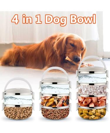 Spill Proof Stainless Steel Pet Travel Bowl - 4 Layer Portable Water and Food Storage Container with Handle for Outdoor Traveling - Buy Online on GoSupps.com