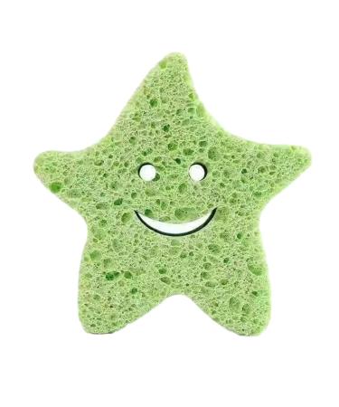 Kids Bath Sponge - Soft Wood Pulp Sponge Body Wash Scrubber - Shower Sponge Dead Skin Remover Cute Shower Brush Bath Supplies for Toddler Kids Baby Green
