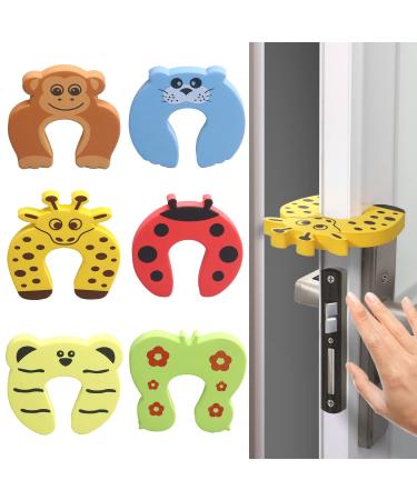Door Finger Pinch Guard 6pcs, LEOADE Soft Foam Cushion Door Safety for Kids Cartoon Animal Baby Door Slam Stop Prevent Finger Pinch Injuries, Slamming Door, Child or Pet from Getting Locked in Room 1.3cm