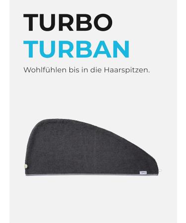 Sowel Organic Cotton Hair Turban Towel with Button - Unisex Anthracite/Grey | Eco-Friendly Drying Solution - Buy Online on GoSupps.com