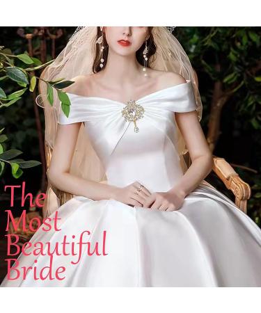 Yhsheen Rhinestone Crystal Brooch Pins Wedding Bouquet Set Gold - 4pcs - Buy Online on GoSupps.com