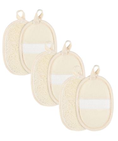 Natural Loofah Sponge Oval Bath Shower Loofah Sponge for Women and Men 3pcs Shower Loofah for Face and Body (White) Minimalist