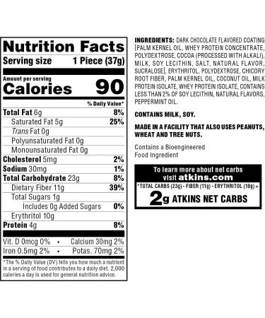 Atkins Endulge Dark Chocolate Peppermint Patties - Keto & Gluten Free - 6.53 oz (Pack of 6) - Buy Online on GoSupps.com