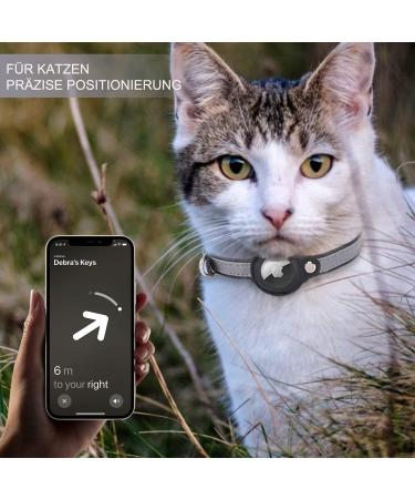 Leather Airtag Cat Collar - Adjustable GPS Tracking Neck Band for Small Medium & Large Cats - Anti-Losing Reflective Design - Buy Online on GoSupps.com