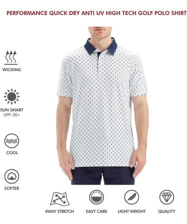 Men's Dry Fit Short Sleeve Golf Shirt, Moisture Wicking Polo - White, Large - Buy Online on GoSupps.com