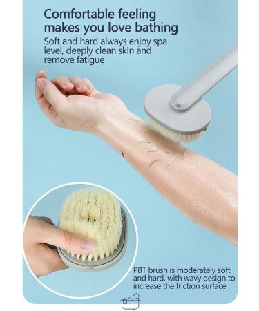Refillable Long Handled Body Wash Scrub Bath Brush - Gentle Exfoliation for Softer Skin - Gray - Buy Online on GoSupps.com