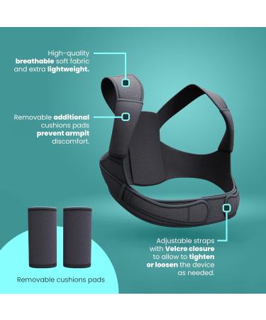 Posture Corrector for Men & Women - Adjustable Back Brace for Neck Shoulder Pain Relief & Spine Alignment - Medium Gray - Buy Online on GoSupps.com