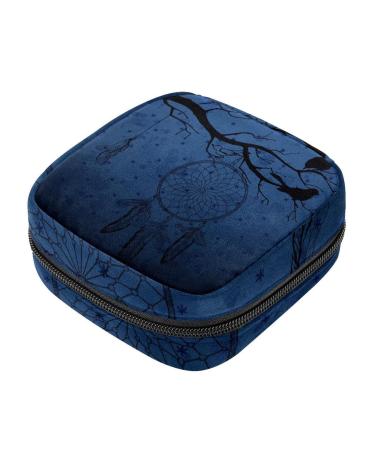 Menstruation pad bag with zipper women's napkin bag tampons collective bags for women and girls (dream catcher with crow)