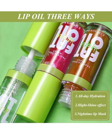 3PCS Fat Lip Oil Set - Long Lasting Glitter Liquid Lip Gloss - Moisturizing Tinted Plumper & Hydrating Lip Balm - Buy Online on GoSupps.com