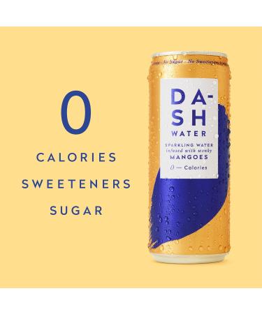 Dash Water Raspberry & Mango - 24 x Flavoured Sparkling Spring Water NO Sugar NO Sweetener NO Calories - Infused with Wonky Fruit (12 Raspberry & 12 Mango x 330ml cans) - Buy Online on GoSupps.com