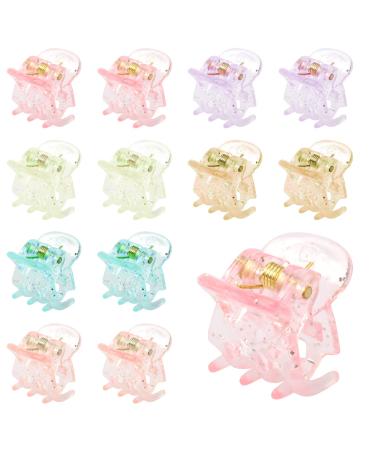 YEEPSYS Hair Claw Clips  12 Pack Mini Hair Accessories for Women and Girls Thin Hair  Strong Hold Hair Clip (Muticolored A) 12 Count (Pack of 1) Muticolored A