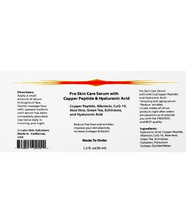 Copper Peptide GHK-Cu Pro Serum with Hyaluronic Acid 1.20oz - Skin Care Essential - Buy Online on GoSupps.com