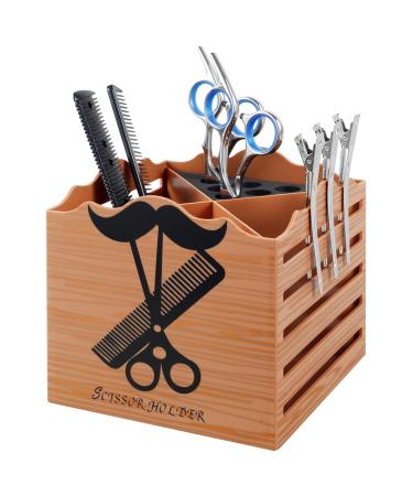 Salon Shear Holder with 4 Compartments Compact Hair Cutting Scissors Holder with Sponge Lining Efficient Salon Scissors Holder Hair Scissors Organizer for Barber Supplies Stylists 5.3x5.3x4.7in wo