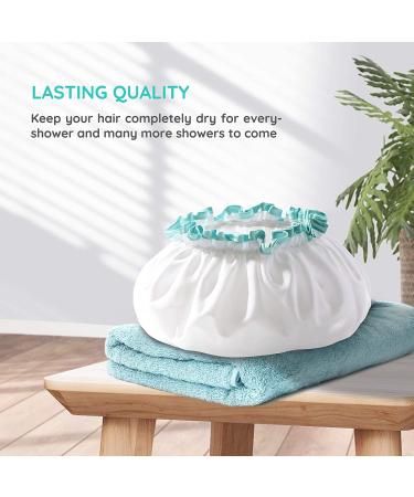mikimini X-Large White Shower Cap for Long Hair - 12 inch Waterproof Washable Hair Cap for Women and Girls - Super Cute and Extra Large (Pack of 1) - Buy Online on GoSupps.com