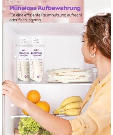 Nuliie 120-Piece BPA-Free Breast Milk Storage Bags - Temperature-Sensitive Spout-Proof Space-Saving (180ml) - Ideal for Breastfeeding - Buy Online on GoSupps.com