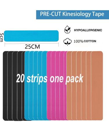 Anampion Kinesiotapes - Waterproof Elastic Sports Tape for Muscles (20 Stripes 5cm x 25cm) - Ideal for Knees Shoulders and Elbows - Mixed Colors - Buy Online on GoSupps.com
