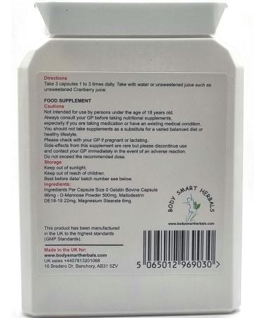 D-Mannose 90 Capsules Supports Healthy Urinary Bladder Tract Cystitis Relief UTI 1500mg Daily Dose High Strength No Fillers UK Manufactured Rapid Release Capsules - Buy Online on GoSupps.com