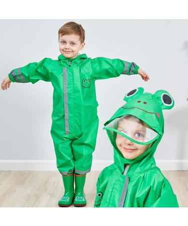 Kids Button Rain Suit - De feuilles All-in-one Waterproof Puddle Suits 7-9 Years Green - Buy Online on GoSupps.com