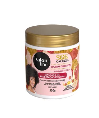 Linha Tratamento (SOS Cachos) Salon Line - Mascara Tratamento Profundo Ricino e Queratina- Reparacao Extrema 5 em 1-500 Gr - (SOS Curls - 5 in 1 Restoration Castor and Keratin Mascara Net 17.6 Oz)