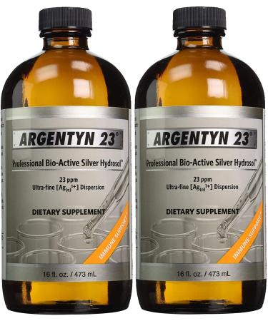 Argentyn 23 Professional Formula Bio-Active Silver Hydrosol for Immune Support - 16 oz. - Pack of 2- Value Size Twist Top Bottle - Colloidal Silver - Colloidal Minerals