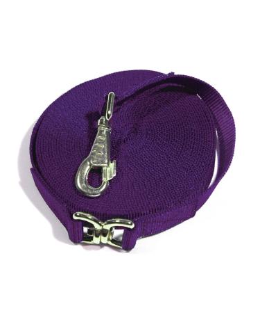 Kensington Flat Nylon Lunge Line - Horse & Dog Training Rope Equipment with Brass Swivel Bolt Snap - 1 inch x 30 ft. 30' Purple