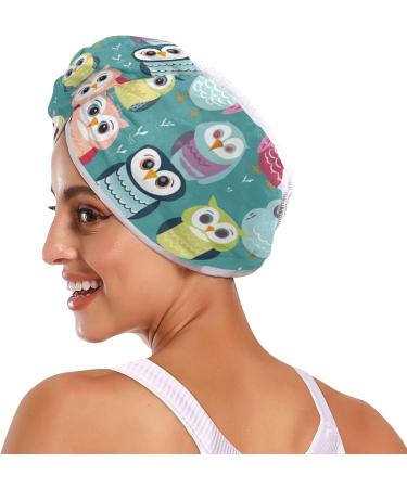 Cartoon Owl Hair Towel 2 Pack - Super Absorbent Quick Dry Hair Turbans for Women & Girls - Buy Online on GoSupps.com