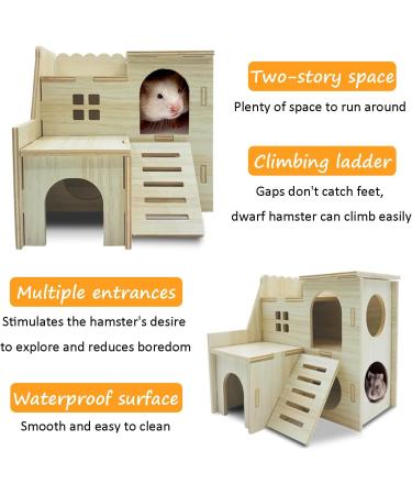 Eyksta Wooden Multi-Chamber Hamster House | Dwarf Hamster Accessories & Hiding Plants - 14.5x15.5x14 - Buy Online on GoSupps.com