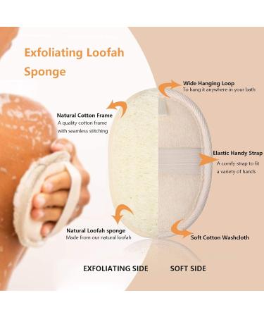 Natural Loofah Sponge Exfoliating Body Scrubber - 2 Pcs Shower Set for Exfoliation, Scrubbing Pads for Women and Men - Buy Online on GoSupps.com