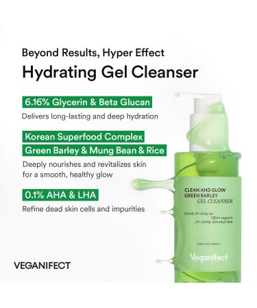 VEGANIFECT Hydrating Gel Face Wash Citric Acid + LHA + Glycerin + Beta Glucan Gentle Cleanser Oil Free Sensitive Skin Dehydrated Skin Korean Skin Care Big Size (205ml/6.93 fl oz) - Buy Online on GoSupps.com