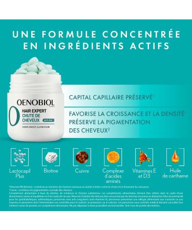 Oenobiol HAIR EXPERT Chute de cheveux Anti- ge - Pr serve le capital capillaire - Favorise la croissance et la densit - Pr serve la pigmentation des cheveux - Compl ment alimentaire - 60 comprim s 2 g (Lot de 30) - Buy Online on GoSupps.com