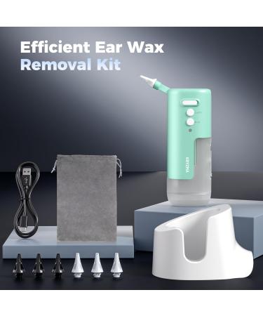 Kryzma 2-in-1 Ear Wax Removal Tool - Safe & Effective S08 Triple Jet Stream Cleaner | Portable Waterproof Rechargeable Kit with 6 Reusable Tips - Green - Buy Online on GoSupps.com
