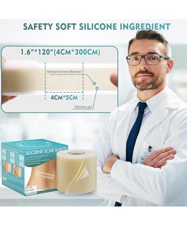 Silicone Scar Sheets 1.6 x 60 Roll - Reusable Easy-Tear Scar Removal Tape for C-Section, Burn, Keloid - Effective on Old & New Scars - Buy Online on GoSupps.com