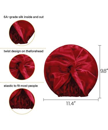 Miwen Silk Sleep Cap - Pure Mulberry Silk Turban for Hair Care | Red Wine - Buy Online on GoSupps.com
