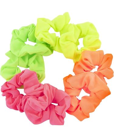Framendino 8 Pack Neon Color Solid Hair Scrunchies - Elastic Hair Ties Chiffon Hair Bands for Women and Girls - Orange, Pink, Yellow - 8 Count - Buy Online on GoSupps.com