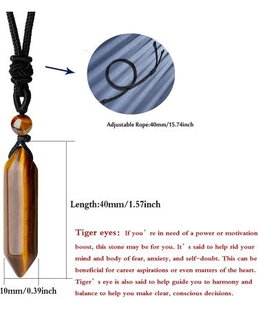 YATOJUZI Tiger Eye Healing Crystal Necklace - Hexagonal Pointed Pendant, Adjustable Rope - Natural Gemstone Reiki Quartz Jewelry for Women and Men - Buy Online on GoSupps.com
