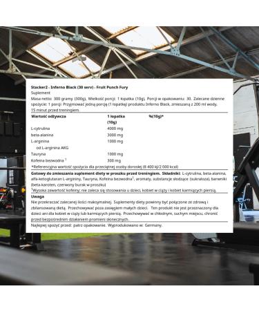 Stacker2 Inferno Black Pre-Workout Booster 300g - Muscle Building & Energy Enhancer (Fruit Punch) - International Shipping Available - Buy Online on GoSupps.com