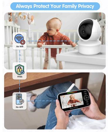 MOXTOYU Video Baby Monitor 4.3 HD Screen with 2-Way Talk, Night Vision, Temperature Monitoring, 8 Lullabies - Perfect Gift for Newborns - Buy Online on GoSupps.com