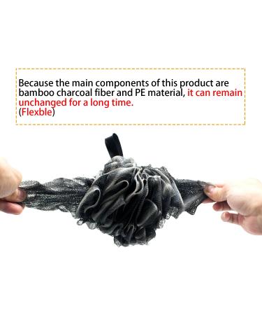 Eco-Friendly Bamboo Bath Loofahs - 4 Packs Exfoliating Shower Sponges | Skin Cleansing & Soothe (60g each, Black) - Buy Online on GoSupps.com